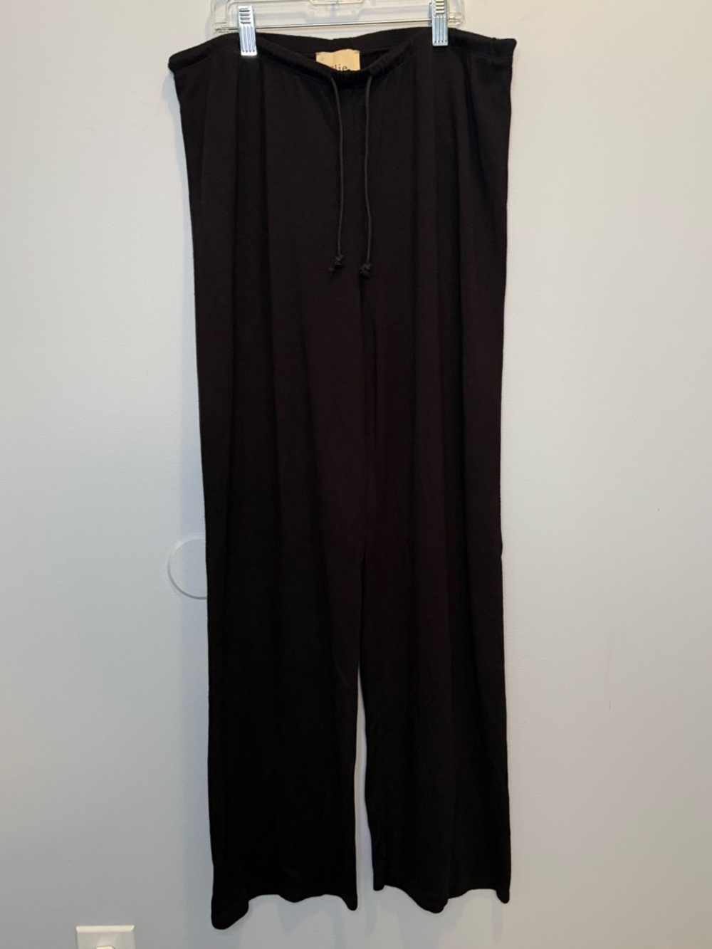 Elie Tahari Black Wide Leg Lounge Pants Size L Viscose Cotton Cozy Minimalist - Picture 1 of 7